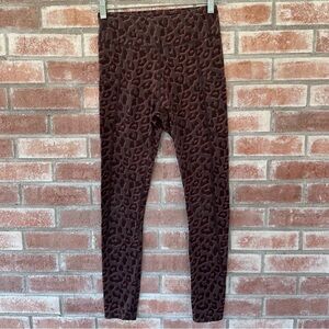 Pact Leopard Leggings Organic Cotton Women’s XS Purple Maroon Animal Print